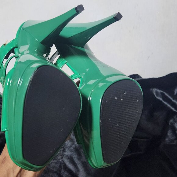 True Green Platform Open Toe Heels Size 7.5 - Picture 6 of 7